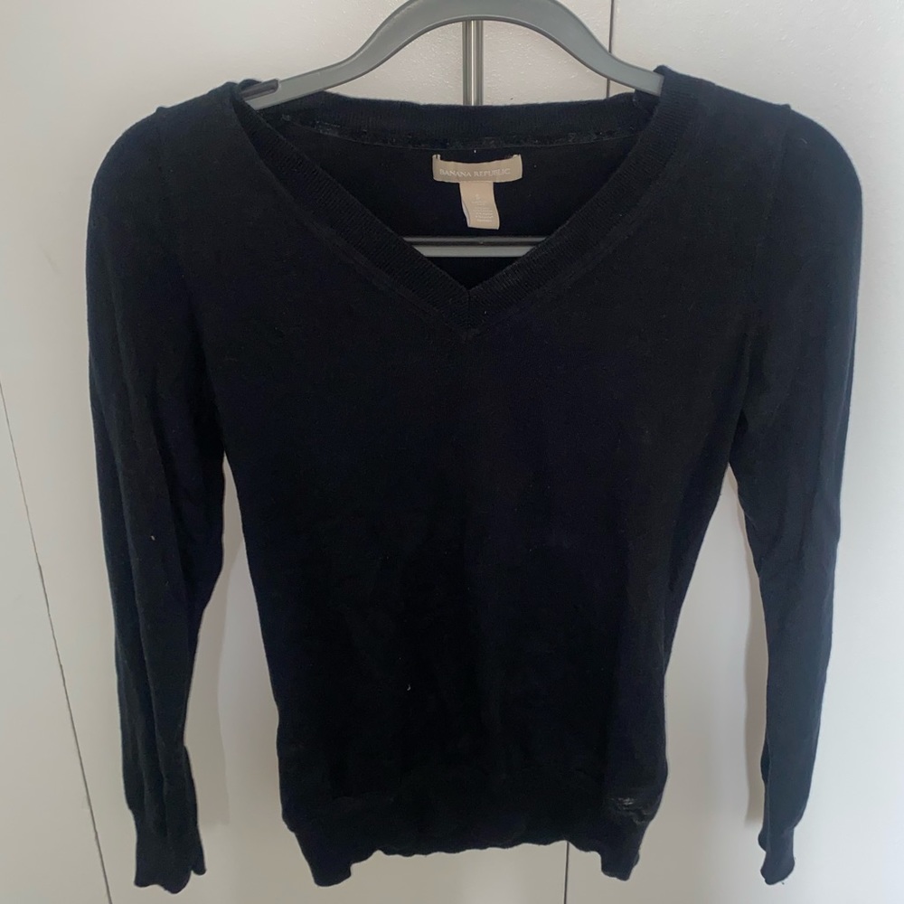 Black v-neck sweater